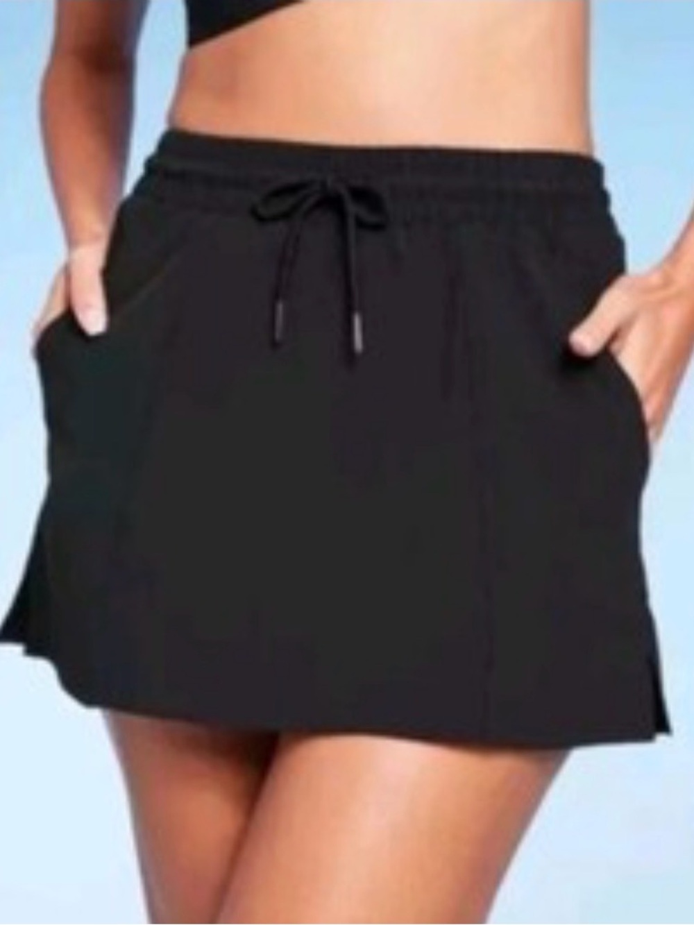 Bathing Suit Skirt Black Drawstring Waist Skort NWT